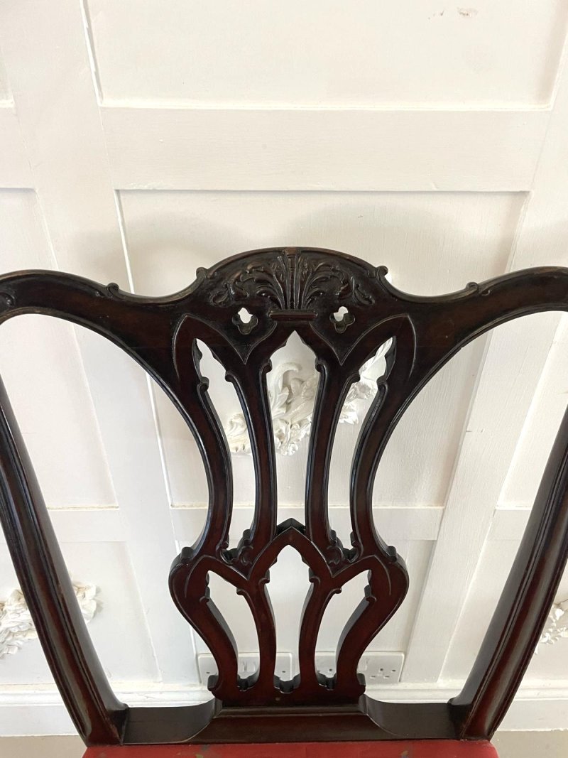 Set of 12 Antique Victorian Quality Carved Mahogany Dining Chairs - Image 9